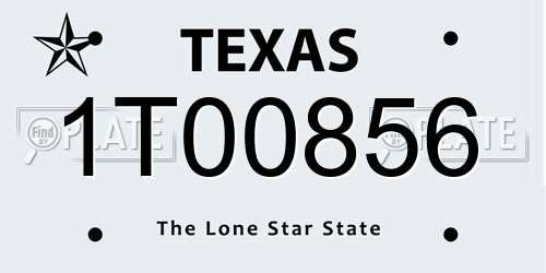 1T00856 Texas License Plate