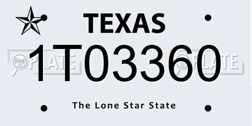 1T03360 Texas License Plate
