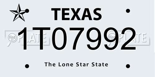 1T07992 Texas License Plate
