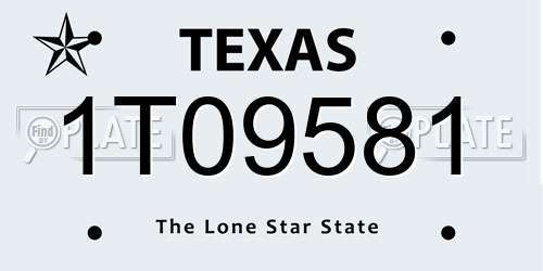 1T09581 Texas License Plate