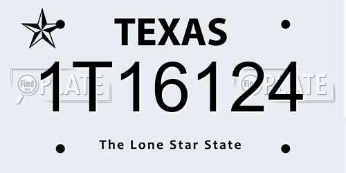 1T16124 Texas License Plate
