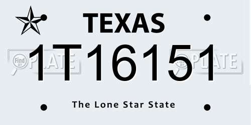 1T16151 Texas License Plate