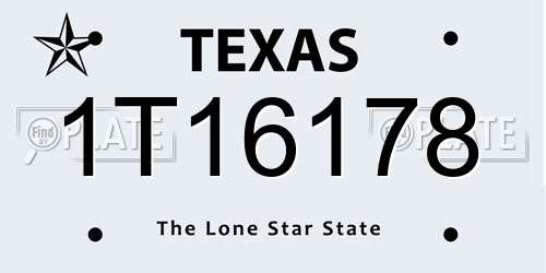 1T16178 Texas License Plate