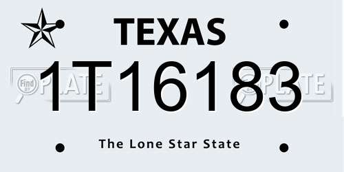 1T16183 Texas License Plate