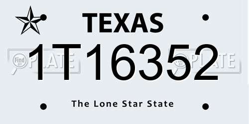 1T16352 Texas License Plate