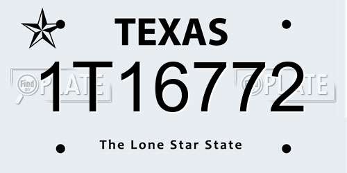 1T16772 Texas License Plate