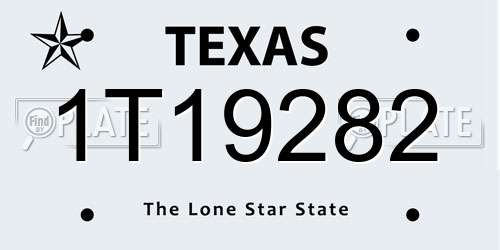 1T19282 Texas License Plate