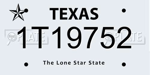 1T19752 Texas License Plate