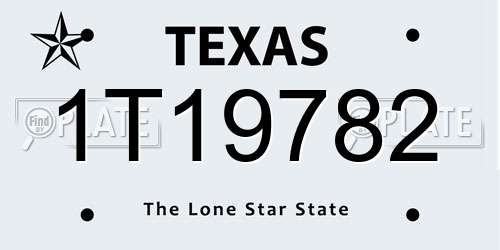 1T19782 Texas License Plate