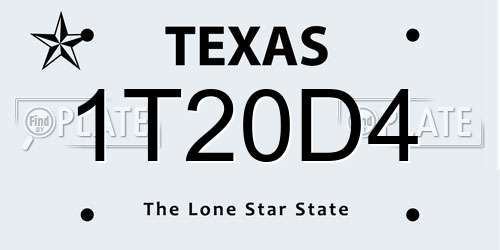 1T20D4 Texas License Plate