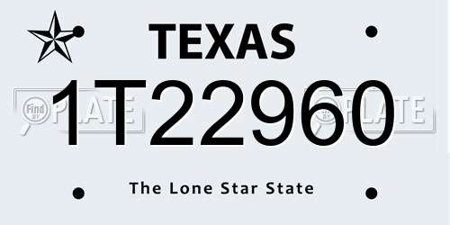 1T22960 Texas License Plate