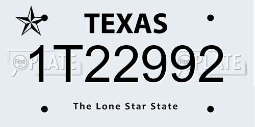 1T22992 Texas License Plate