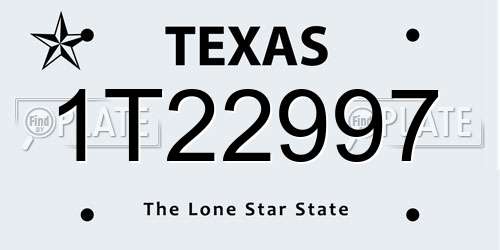 1T22997 Texas License Plate