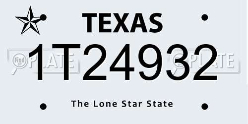 1T24932 Texas License Plate
