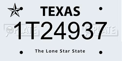 1T24937 Texas License Plate