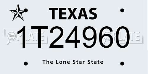 1T24960 Texas License Plate