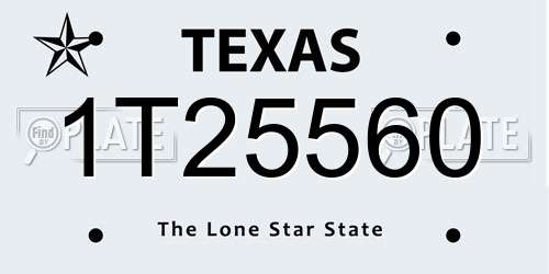 1T25560 Texas License Plate