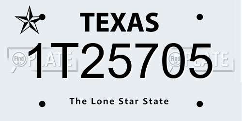 1T25705 Texas License Plate