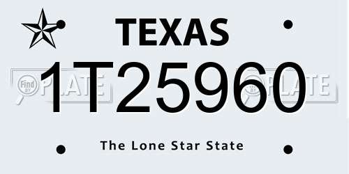 1T25960 Texas License Plate