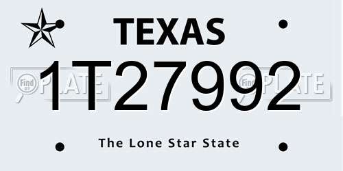 1T27992 Texas License Plate