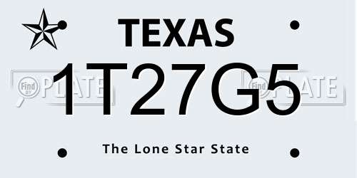 1T27G5 Texas License Plate