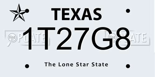 1T27G8 Texas License Plate