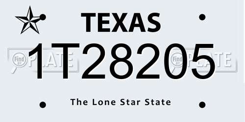 1T28205 Texas License Plate