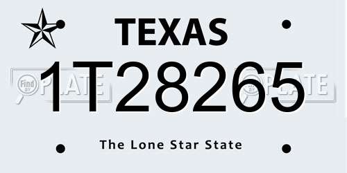 1T28265 Texas License Plate