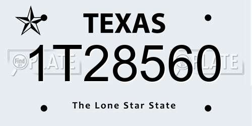 1T28560 Texas License Plate