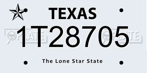 1T28705 Texas License Plate