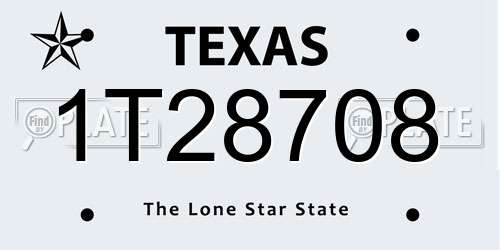 1T28708 Texas License Plate