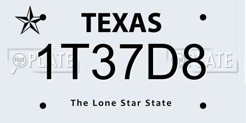 1T37D8 Texas License Plate