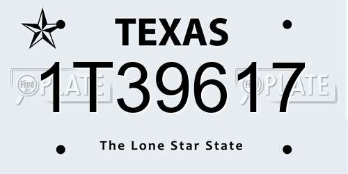 1T39617 Texas License Plate