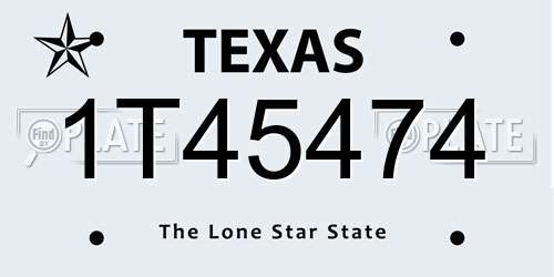 1T45474 Texas License Plate