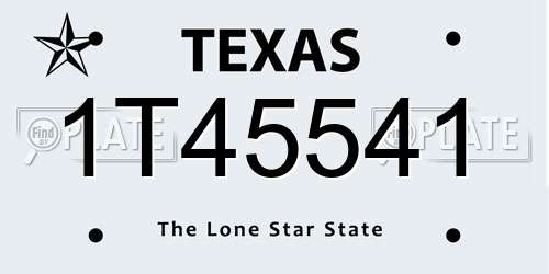 1T45541 Texas License Plate
