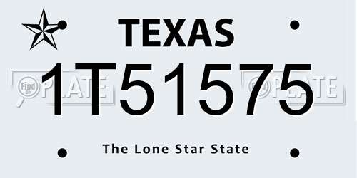 1T51575 Texas License Plate