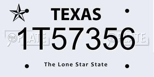 1T57356 Texas License Plate