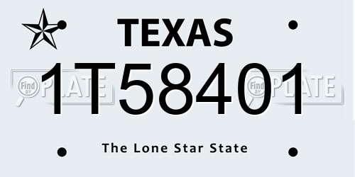 1T58401 Texas License Plate