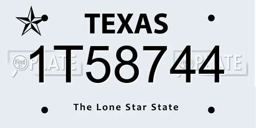 1T58744 Texas License Plate