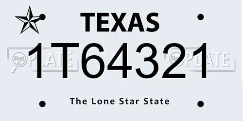 1T64321 Texas License Plate