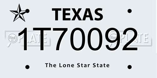 1T70092 Texas License Plate