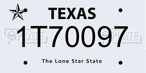 1T70097 Texas License Plate