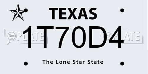 1T70D4 Texas License Plate