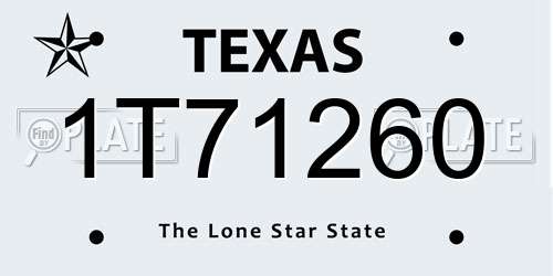 1T71260 Texas License Plate