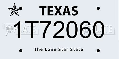 1T72060 Texas License Plate