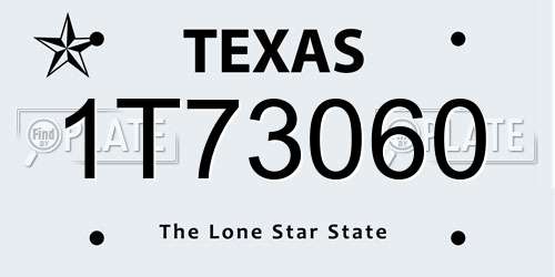 1T73060 Texas License Plate