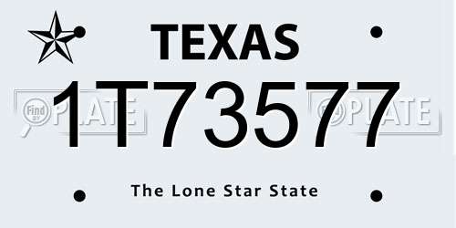 1T73577 Texas License Plate