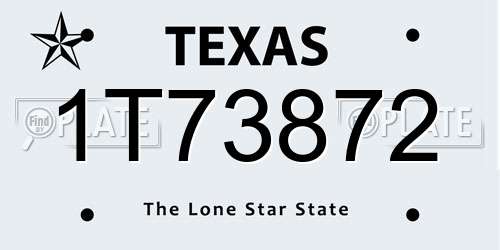1T73872 Texas License Plate