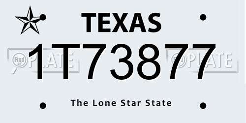 1T73877 Texas License Plate