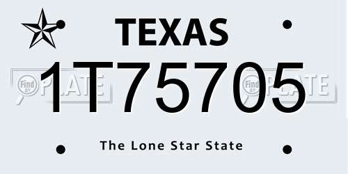 1T75705 Texas License Plate